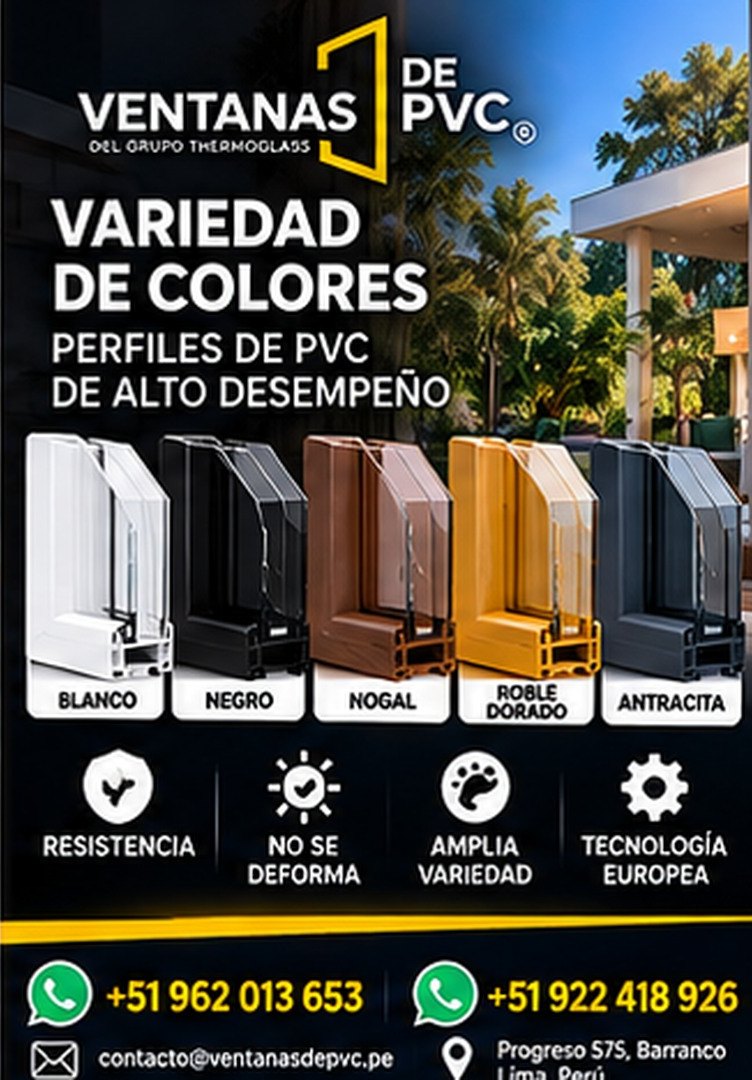Variedad de colores en perfiles de PVC de alto desempeño